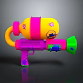 Colorful Toy Water Gun Design With Pink Handle Yellow Tank Green Nozzle And Flower Patterns