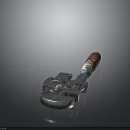 Rusty Metal Wrench Featuring Brown Handle Blue Section On Gray Background With Reflection