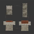 Stone Architectural Structures With Archways Stone Steps And Red Tiled Roofs