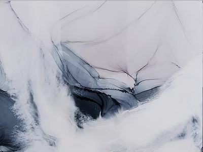 Abstract Art Composition With Flowing Black White Gray Lines And Textured Elements 3d model