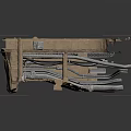 Cardboard And Metal Pipe Truck Model With Damaged Bed And Flying Debris