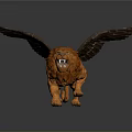 Orange Winged Lion With Spread Brown Wings And Fierce Expression 3D Render