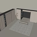 Modern Bedroom Interior With White Wardrobes Open Shelving And Area Rug