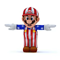 A Man In Red And White Striped Outfit With Blue Star Shirt Arms Outstretched