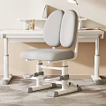 Modern White Desk And Ergonomic Gray Chair Set With Home Office Design