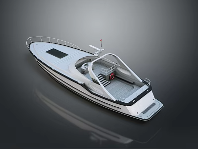 Sleek White Yacht With Open Deck Railing And Cockpit Steps Design 3d model