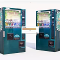 Green Commercial Vending Machines With Natural Floral Designs Dispensing Beverages