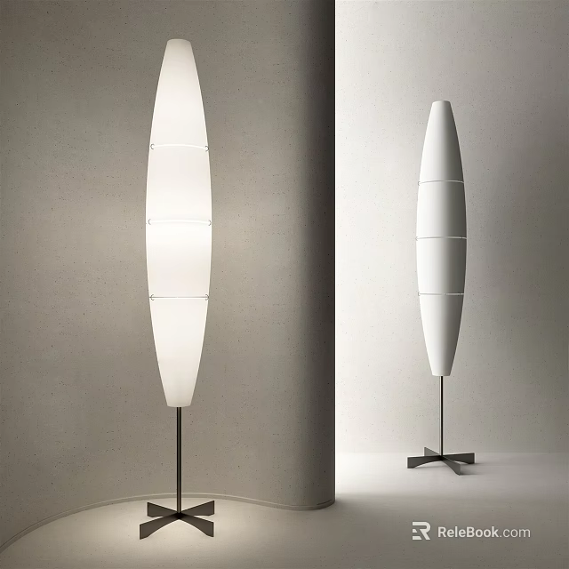 Modern White Floor Lamp With Layered Shades Metal Stand And Tripod Circular Base Design 3d model 