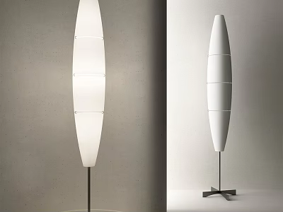 Modern White Floor Lamp With Layered Shades Metal Stand And Tripod Circular Base Design 3d model