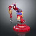 Colorful Robot Arm Design With Red Yellow Blue Mechanical Claw And Circular Base Structure 3d model