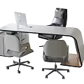 Modern Office Desk With Apple iMac On Top And Black Gray Office Chairs