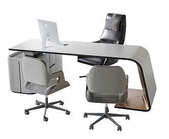 modern office desk and chair 3d model