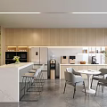 Modern Break Room Interior With Living Green Wall Wooden Cabinets And Marble Counter 3d model