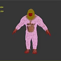 White Fur Muscular Animal Figure With Orange Belly In Standing Pose