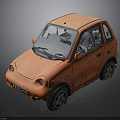 Tiny Orange Compact Car with Round Headlights and Cute Exterior Design 3d model