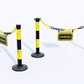 Safety Barriers With Yellow Black Striped Posts And Chains And Danger Signs