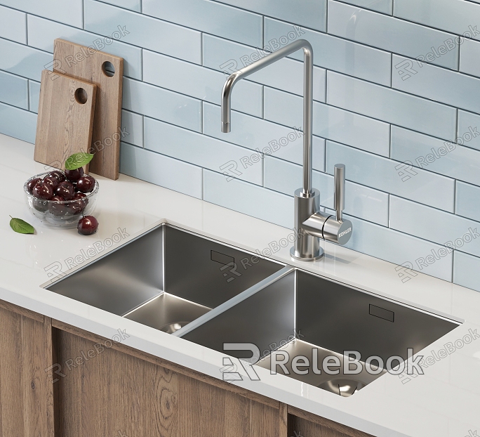 Stainless steel sink vegetable basin under counter basin faucet model