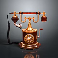 Vintage Rotary Dial Telephone With Brass Accents And Wooden Base Design