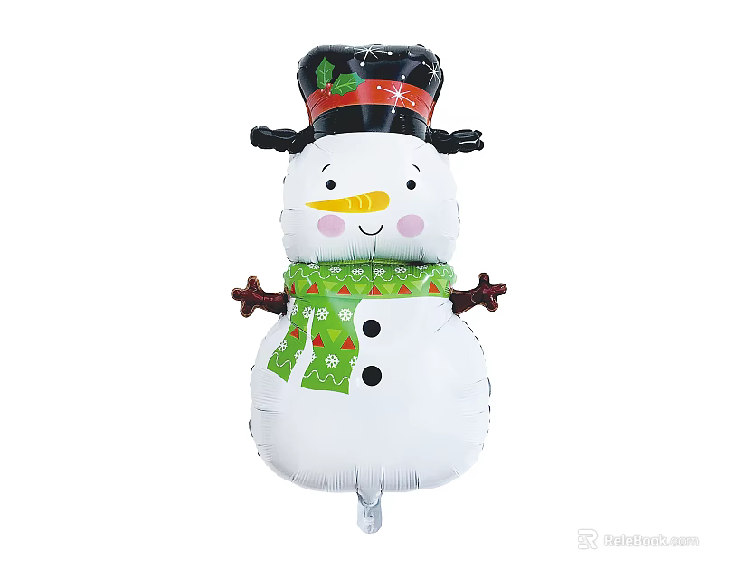 Snowman Shaped Balloon Christmas Decoration With Black Hat Green Scarf Red Accents For Holiday Celebrations 3d model 
