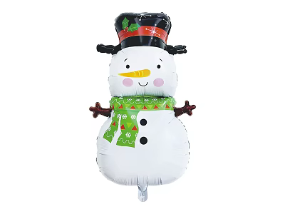 Snowman Shaped Balloon Christmas Decoration With Black Hat Green Scarf Red Accents For Holiday Celebrations 3d model