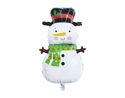 Snowman Shaped Balloon Christmas Decoration With Black Hat Green Scarf Red Accents For Holiday Celebrations 3d model