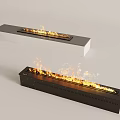 Modern Black And White Linear Fireplaces With Realistic Burning Flames 3d model
