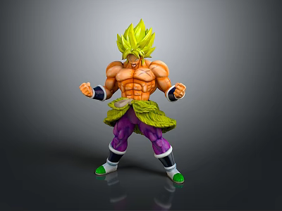 Game And Movie Character With Green Spiky Hair Muscular Shirtless Body Purple Pants Green Shoes 3d model