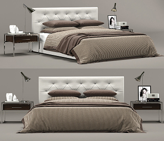 Modern Double Bed Double Bed Combination 3d model