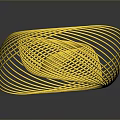 Abstract Yellow Spiral Sculpture With Intricate Woven Wire Structure And Modern Design