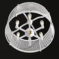 Elegant Two Modern Chandeliers With Transparent Glass And Gold Metal Vertical Ribbed Design