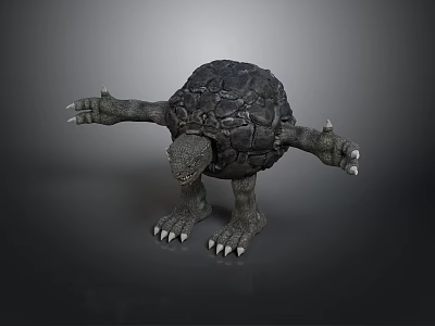 Mythical Gray Turtle Sculpture With Rough Shell Sharp Claws And Limbs 3d model