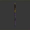 Fantasy Flaming Sword With Purple Blade Golden Hilt And Brown Handle
