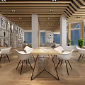 Bridal Shop Interior Design With Photo Frames Wooden Ceiling Tables Chairs And Green Plants