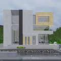 Modern Detached Villa Exterior Design With Large Glass Windows Greenery And Water Feature
