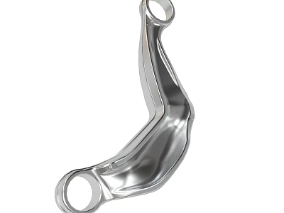 Curved Shiny Silver Metal Bracket With Two Circular Holes For Industrial Applications 3d model