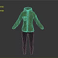 Green Casual Hoodie With Zip Up Front And Black Pants Design
