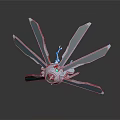 Mechanical Character Featuring Spider Like Creature With Blade Legs And Round Head
