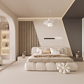 Modern Cream Style Bedroom Bedroom 3d model