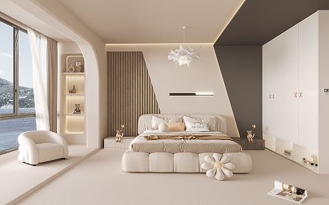 Modern Cream Style Bedroom 3d model