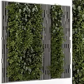 Green Plant Wall with Vertical Metal Strips for Modern Interior Design