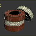 Colored Stacked Tires With Red And White Tread Patterns And Layered Design