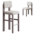 Sleek Modern Bar Stools With Light Gray Upholstered Seat And Backrest 3d model