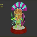Cartoon Spartan Warrior Game Character With Red White Feather Helmet Sword Shield And Green Base