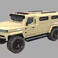 Beige Police Off Road Vehicle With Emergency Lights And Large Tires