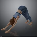 Yoga Practice Scene With Downward Facing Dog Pose Blue Activewear And Reflective Floor