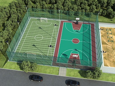 sports field sports field fence training base football field basketball court 3d model