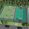 sports field sports field fence training base football field basketball court 3d model