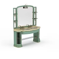 Vintage Green Bathroom Vanity Set with Double Sinks Mirror and Storage Cabinets