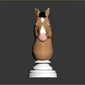 Cartoon Horse Head Sculpture Brown Body With Black Mane Pink Nose And White Base