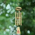 Wooden Wind Chime Decorative Ornament Set With Bamboo Tubes Fu Character Pendant Natural Green